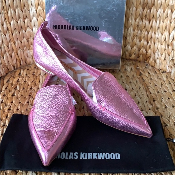 New in box Nicholas Kirkwood Pink Metallic Flats 40 / 9.5 - Picture 8 of 8